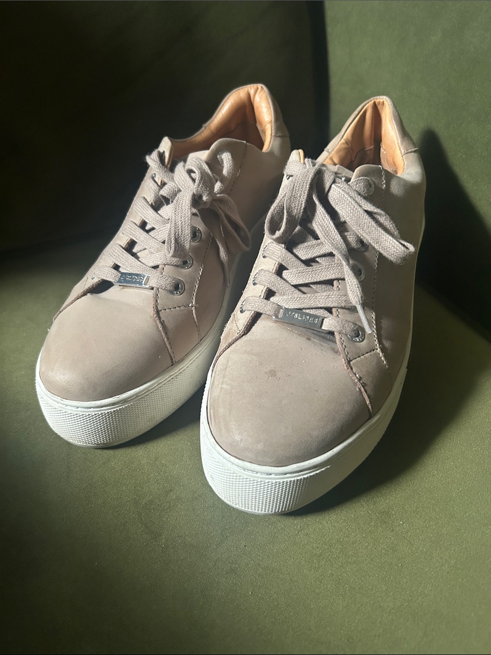 J Slides Taupe Lace-Up Platform Sneakers with White Sole